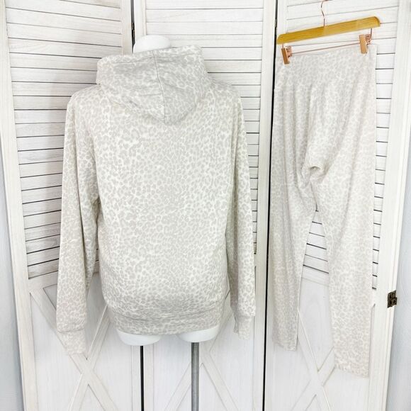 Ragdoll LA Stone Leopard Print Oversized Hoodie Leggings Set Ivory Tan Large - Picture 6 of 14